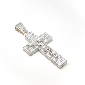 Hip Hop VVS Bling Moissanite Pendentif croix en grappe coupe princesse pour homme avec testeur de diamants en argent sterling 925 - Product Image 4