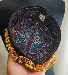 Chapeau traditionnel afghan pour femmes, vintage, fait à la main, ethnique pashtun, broderie florale, tissu, pince à cheveux - Product Image 5