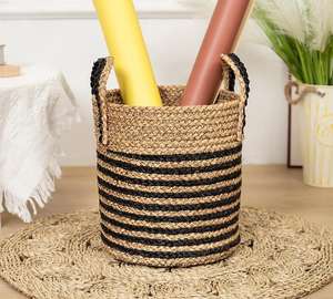 Panier de rangement multifonctionnel pour pots de fleurs tissés en jonc de mer pour plantes au sol - Product Image 6