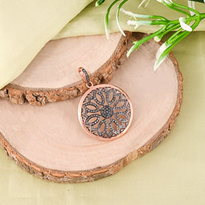 Colgante Redondo para Mujer, Plata de Ley 925, Bañado en Rodio Negro, con Diamantes Naturales Incrustados, Estilo Vintage, Tamaño 30MM - Product Image 1