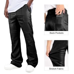 กางเกงสเวตเตอร์ถักตรงลายทางทรงโค้งสำหรับผู้ชายกางเกงทรงแบ็กกี้ทรงขากว้างมีซิปด้านข้างแบบลำลอง - Product Image 6