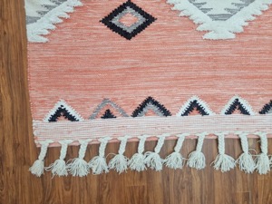Geometric Pattern Cotton <b>Flat</b> Weave <b>Rug</b> Rectangle Bohemian Style Handmade with Tassels for Living Room Home Use - Product Image 5
