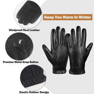 Gants en cuir de mouton de haute qualité pour hommes Doublure en laine Sécurité durable Premier cadeau respirant résistant à la déchirure personnalisable pour - Product Image 2