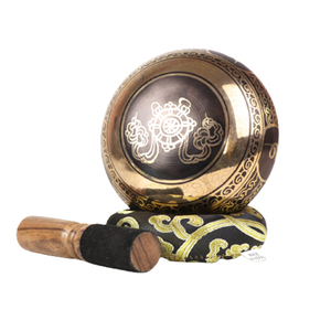 ชามทองเหลืองลายศิลปะแบบเนปาลสลักเป็นสำริดสำหรับการทำสมาธิและการบำบัดของที่ระลึกงานฝีมือโลหะ - Product Image 3