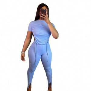 Conjunto de Dos Piezas Casual para Mujer 2025, Spandex/Poliéster Sólido, Secado Rápido, Transpirable, Ecológico, Traje Ajustado - Product Image 4