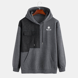 Sweats à capuche pour hommes sur mesure de haute qualité vêtements de rue d'hiver 100% coton motif solide avec polyester - Product Image 1