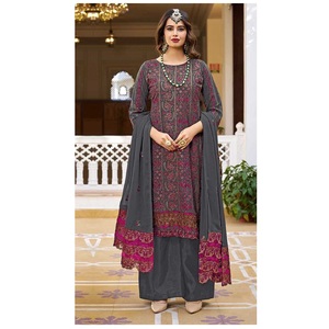 Top Qualité Lourd Faux Georgette avec Broderie Séquence Travail Costume Pakistanais avec Fantaisie Style Femmes Costume De Mariage - Product Image 1