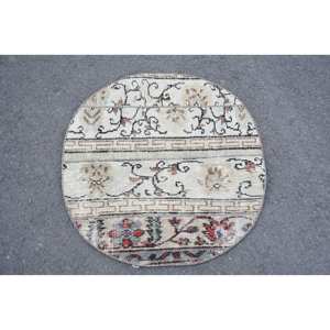 Classic Beige Red Vintage Turkish Wool <b>Rug</b> 2.5 X 2.5 ft Large Area Rectangle Patchwork <b>Abstract</b> Hallway Latex for Room Decor - Product Image 3