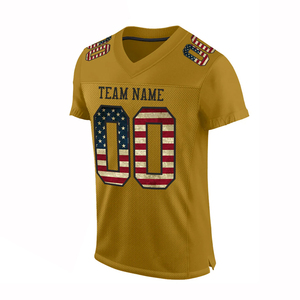 Maillot de football américain de qualité supérieure, couleur jaune moutarde, manches courtes, en polyester, pour les fans de sport, maille respirante, grande taille, séchage rapide - Product Image 1