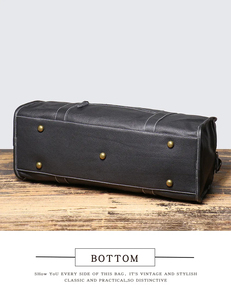 Genuine Leather Foldable Portable Large Capacity Weekender <b>Duffel</b> <b>Bag</b> with Zipper Closure and Shoulder Strap for Travel - Product Image 3