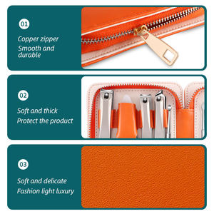 Juego Profesional de Manicura y Pedicura de 12 Piezas en Estuche de Cuero de Lujo, Kit de Herramientas de Acero Inoxidable para el Cuidado Personal de las Uñas - Product Image 6