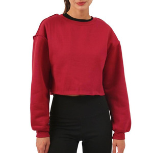 Sudadera de mujer Sudaderas con capucha recortadas Color sólido 100% Algodón Transpirable Antiarrugas Crop Top Sudaderas de invierno - Product Image 5