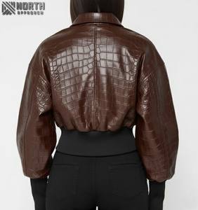 Vestes en cuir coupe-vent et respirantes pour femmes à la mode/Vestes de mode au design unique pour femmes en cuir plaqué python de mouton pour femmes - Product Image 2