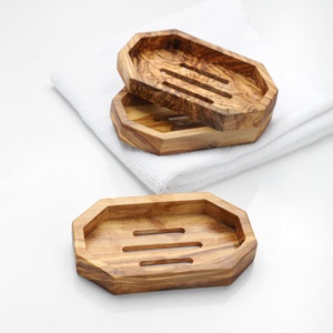 Olive Wood Hexagon Slotted <b>Soap</b> <b>Dish</b>, Self-Draining Bar <b>Soap</b> <b>Holder</b> for Bathroom & Kitchen, Wholesale - Product Image 5