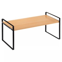 Organisateur élégant de porte-épices en bois et en métal à un niveau pour le rangement du comptoir de cuisine et les essentiels du garde-manger nouveau support simple