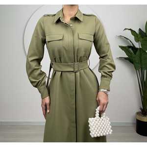 1012 Comfortable Straight Silhouette Pocketed <b>Tie</b>-Up Dress - Product Image 5