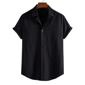 Camisa informal abotonada de manga corta con cuello cubano para hombre, color personalizado, elegante y cómoda para venta al por mayor - Product Image 6