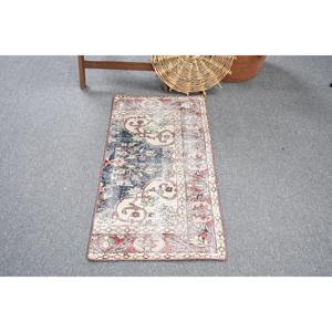 Turkish Small Rug, 1.7x3.5 ft Vintage Rug, <b>Red</b> Floral <b>Wool</b> Rug - Product Image 3