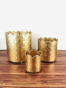Maceta de oro de Metal con diseño en relieve decorativo moderno para uso en el jardín del restaurante doméstico a bajo precio - Product Image 2