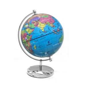 2024 elegante apariencia y diseño Decoración de mesa globo plateado soporte de Metal diseño clásico globo pulido acabado mundo mapa globo - Product Image 2