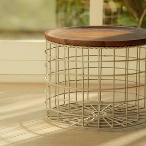 Kitchen Food <b>Storage</b> <b>Basket</b> with Wooden Lid Metal <b>Basket</b> and wood board Chopping & Cutting for Fruits & <b>Vegetables</b> organizer - Product Image 3