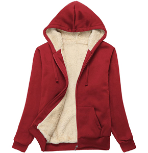 High Quality 100% Cotton Women's Casual Winter Pullover <b>Hoodie</b> <b>Sherpa</b> <b>Lined</b> Fleece Embroidered Badge Comfortable Sweatshirt - Product Image 2