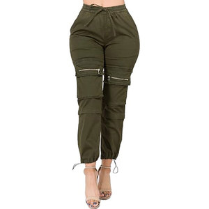 Vente chaude 2024 femmes joggeurs décontractés taille basse cordon pantalons de survêtement Streetwear ample jambe large Baggy Cargo pantalon - Product Image 4
