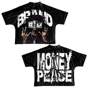 T-shirt pour homme Hip Hop surdimensionné vintage délavé, coupe carrée, imprimé graphique lourd, épaules tombantes, 2025 - Product Image 1