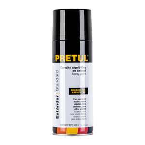Peinture en aérosol Pretul Noir satiné 400 ml Revêtement liquide pour meubles Plastique Métal Bateau Revêtement en poudre Séchage rapide Standard - Product Image 1