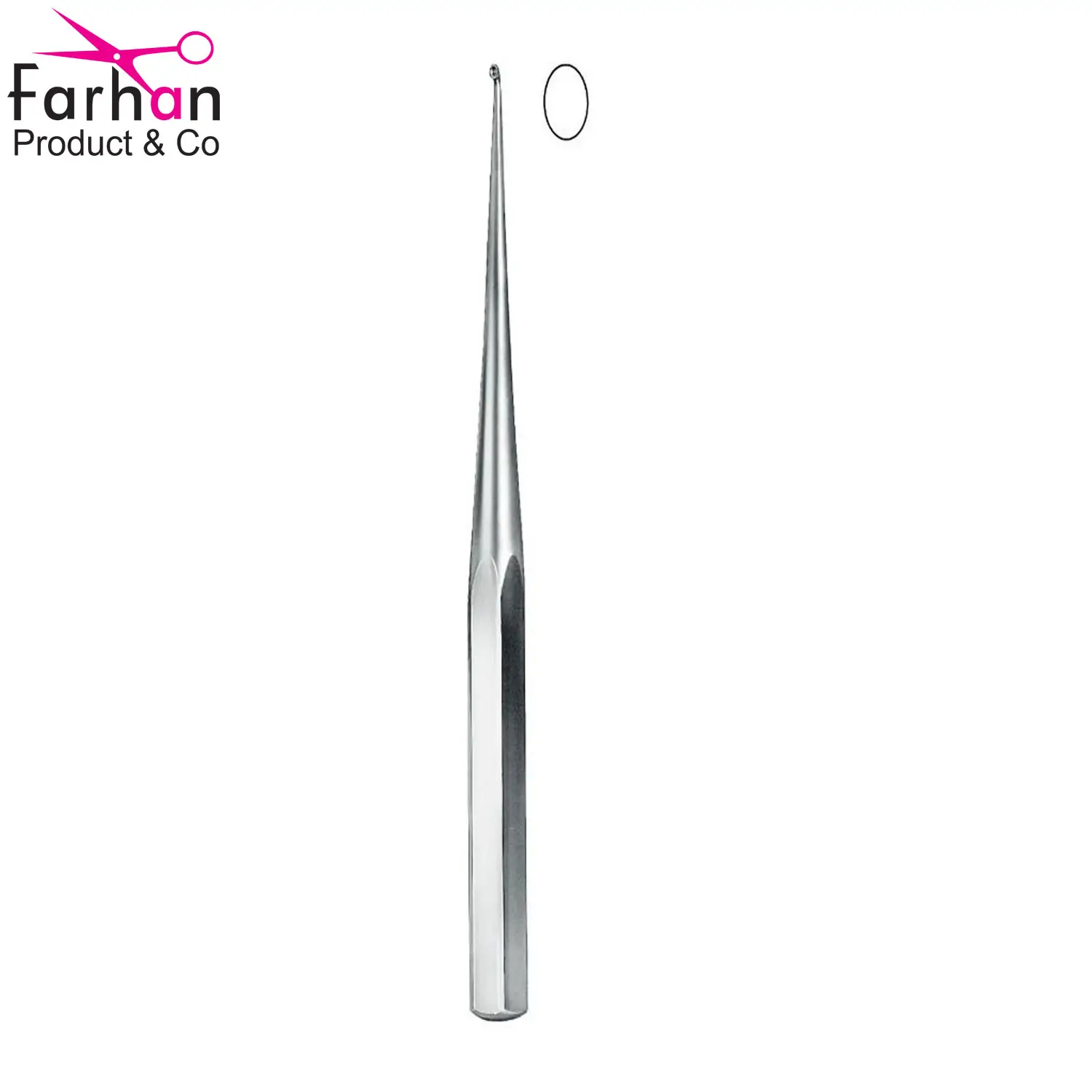 Spinal Fusion Curette 9'' Angled Size 3 Oval Cup Brun Handle Stainless Steel Neuro-Spine Orthopedic Surgical Instruments