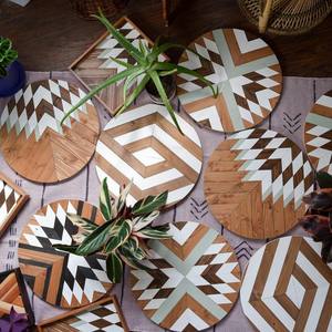 Noyer de qualité supérieure et incrustation de résine avec sous-verres en bois ensemble élégant sous-verres de décor de table pour salle à manger table centrale cadeau moderne - Product Image 1