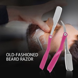 Rasoir de barbier en acier inoxydable avec manche en plastique, rasoir droit professionnel à lame unique pour le visage - Product Image 3