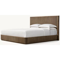 Lit King Size de style français avec panneaux cannelés, cadre de lit en bois pour la maison et la chambre à coucher
