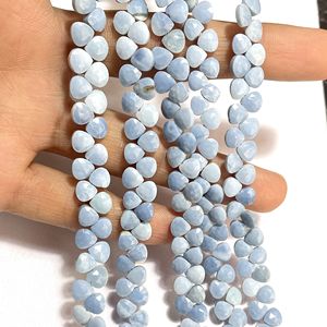 Perles Briolette en forme de coeur à facettes d'opale bleue naturelle, pierre précieuse calibrée de 7MM pour l'utilisation de bijoux - Product Image 4
