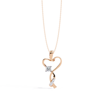Collier pendentif solitaire en or rose massif 14 carats avec diamant de laboratoire CVD HPHT EF VVS 0,28 ct, cadeau pour femme