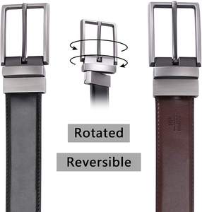 Cinturón de moda clásico de dos tonos Material de piel de vaca con patrón sólido y aleación cuadrada para hebilla Estilo formal - Product Image 6