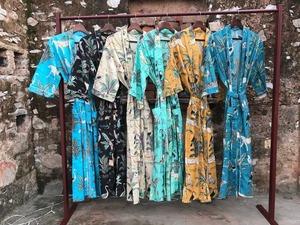 High Quality Blue Cotton Kimono Bathrobe <b>Spa</b> Beach Bikini Nightwear Dressing Gown Plus Size Summer Pack Featuring Blue Color - Product Image 5