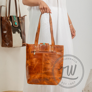 Sacs fourre-tout en cuir véritable fabriqués à la main en cuir marron pour les femmes tendance de la mode 2024 - Product Image 3
