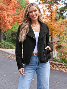 Veste en cuir véritable pour femmes à col montant, respirante, imperméable, écologique, vêtements d'automne et d'hiver, vente en gros - Product Image 2