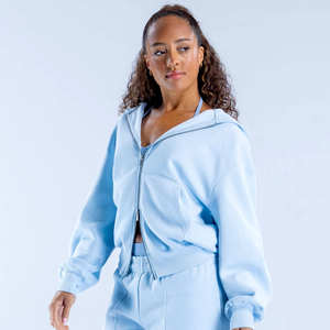 New Design Cotton <b>Fleece</b> Oversized <b>Zipper</b> Women's Hoodie Anti-Wrinkle Breathable Training & Activewear Hoodie For Winter - Product Image 3