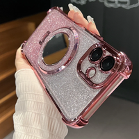 Étui de téléphone magnétique pliable antichoc en TPU + acrylique avec paillettes, design de luxe, couleur unie, garantie 1 an