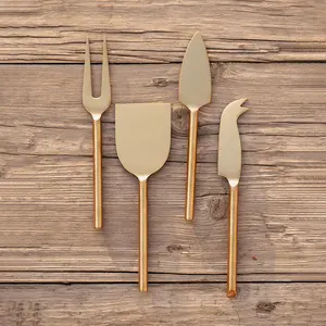Gold Finishing Stainless Steel Cheese Knife <b>Set</b> For Hotels & Events, Modern Designer Cheese Serving <b>Cutlery</b> for Home Decor - Product Image 1