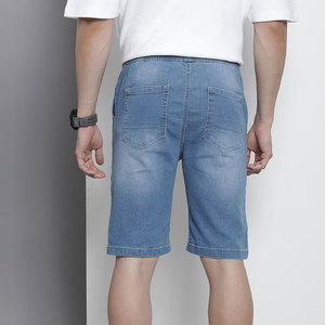 กางเกงยีนส์ขาสั้นผู้ชายสไตล์ลำลองสำหรับวันหยุดสุดสัปดาห์ ลุคสบายๆ สไตล์คนเมือง สีฟ้าอินดิโก้ซีดจาง ดีไซน์คลาสสิก - Product Image 3