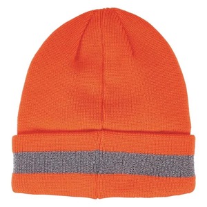 Gorro de Trabajo de Punto Naranja de Alta Visibilidad con Puño, Diseño de Bloques de Color Personalizable con Logotipo de Diseñador, Gorras Transpirables e Impermeables - Product Image 2