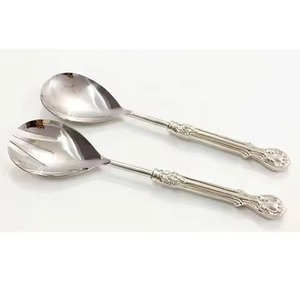 Espejo de acero inoxidable de alta calidad pulido ensalada servidor cuchara tenedor herramienta para servir vajilla utensilios de cocina hogar - Product Image 1