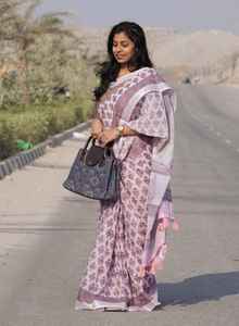 Sari en soie Banarasi de qualité supérieure, tissé à la main, pour femmes, en coton Chanderi doux, imprimé numérique, bordure tissée, tenue traditionnelle indienne, pour les fêtes - Product Image 4