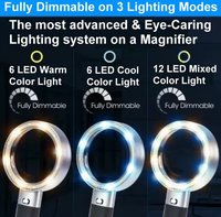 Lupa Rectangular de Mano ITA Tools 10X con 12 Luces LED SMD (Blanco/Amarillo/Blanco+Amarillo) 28D Dioptrías ABS/Acrílico
