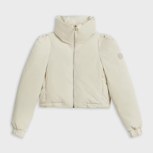 Chaqueta de Invierno Personalizada, Impermeable, de Lona, con Relleno de Algodón de Alta Calidad, Cuello Alto de Punto, Corta, con Capucha y Logotipo Frontal - Product Image 1