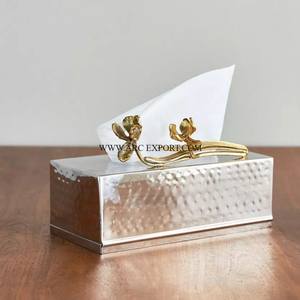 Décoration de table en acier inoxydable Panier de rangement pour mouchoirs en papier Merveilleux Design Métallique Miroir Poli Porte-mouchoirs de cuisine - Product Image 6