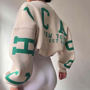Sweat-shirt à capuche court pour femme de haute qualité, manches longues, avec logo sur le devant, décontracté, streetwear pour l'hiver - Product Image 1